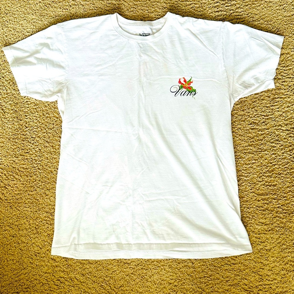 Vans White Graphic T-Shirt for Men size medium
